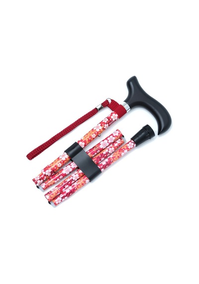 Mf606 Katlanır Baston B044-8231 Kırmızı Çiçekli