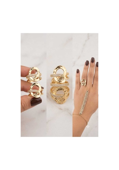 Dolunay Takı Gold Renk Modern Tasarım Zirkon Detaylı Kadın Yüzük - Genel Markalar - Çok Renkli - 869900000000054 Dolunay Takı Gold Renk Modern Tasarım Zirkon Detaylı Kadın Yüzük - Genel Markalar - Çok Renkli - 869900000000054