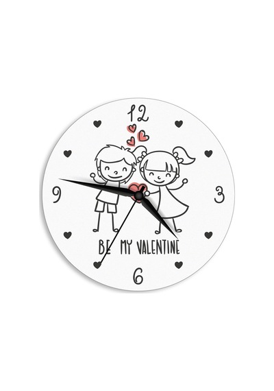 Cajuart Be My Valentine Yazılı Sevimli Çizim Sevgililer Günü Hediye Duvar Saati Beyaz