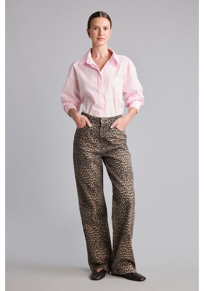 Defacto Leopar Desenli Straight Fit Cepli Normal Bel Uzun Gabardin Pantolon I8221ax26wnbn341 Kahve-bn341