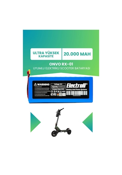 Onvo Rx-01 Uyumlu Batarya Ultra Yüksek Kapasite 48v 20.000mah Elektrikli Scooter Bataryası Çok Renkli