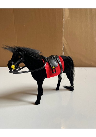 Floklu At Hayvan Oyuncak Siyah At Horse Kaliteli Ve Gösterişli At 14 Cm X 11 Cm