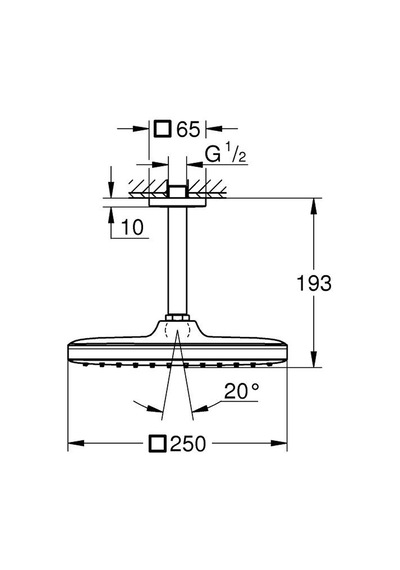 Grohe Tempesta 250 Cube Tepe Duşu Seti 142 Mm, Tek Akışlı Mat Siyah - 266882430 Siyah