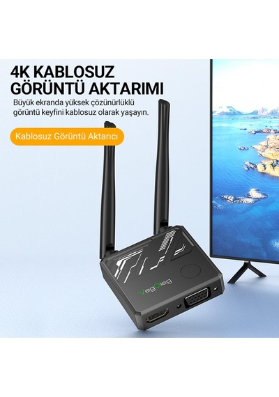 4k Hdmı Vga 2.4 / 5ghz Wireless Kablosuz Görüntü Aktarım Cihazı
