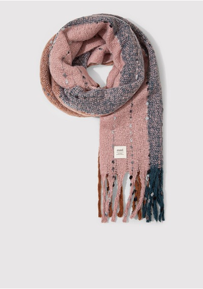 Mavi - Püsküllü Pembe Atkı 1910697-17865 Pembe