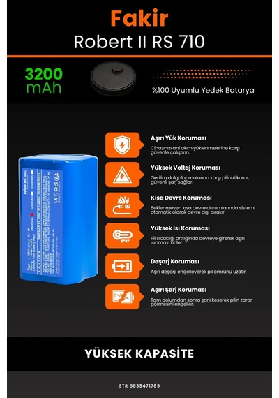 Fakir Robert Iı Rs 710 3200mah Robot Süpürge Bataryası