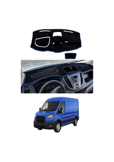 Ford - Transit 2015-2022 Uyumlu Torpido Koruma Kılıfı - Mavi Şeritli