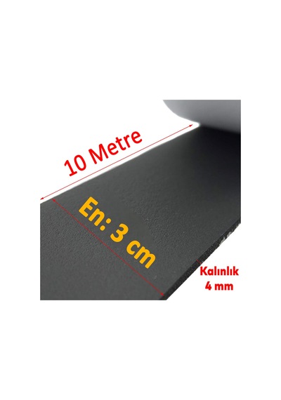 Araç Oto Ses Isı Yalıtım İzolasyon Bandı Yapışkanlı Bant Epidyen Sünger En 30 Mm Kalın 4 Mm 10 Metre