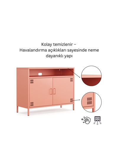 Pera Tv Ünitesi, Tv Dolabı,2 Kapaklı, Açık Raflı 100,50 X 40 X 79,50 Cm Ral 3022 Somon Pera Tv Ünitesi, Tv Dolabı,2 Kapaklı, Açık Raflı 100,50 X 40 X 79,50 Cm Ral 3022 Somon