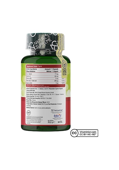 Nature S Supreme Iron-c Complex 60 Kapsül