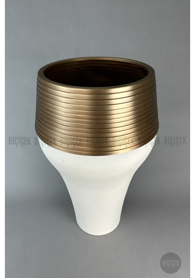 Biçiçek Cleopatra Saksı 70cm Krem Gold