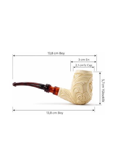 El Oyması Lületaşı Deve Figürlü Geleneksel Motifli Pipo Hediyelik %100 Blok Meerschaum Tasarım