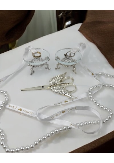 Grazia Cam Yüzük Yükselticisi Ve Söz Makası Seti Krem Krem