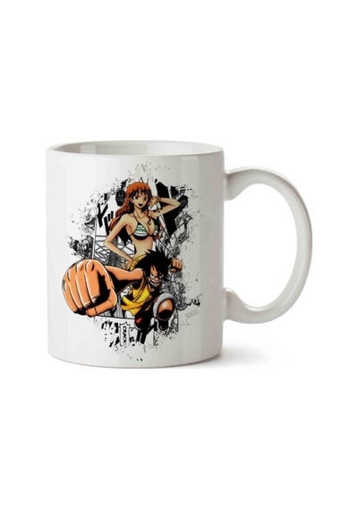 Luffy E Namı Iki Tarafı Baskılı Kupa Bardak Çok Renkli