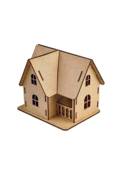 Giftölye 3D Ahşap Boyama Maketi Villa Modeli