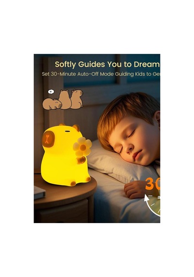 Sevimli Capybara Gece Lambası - Çiçekli Beyaz Beyaz