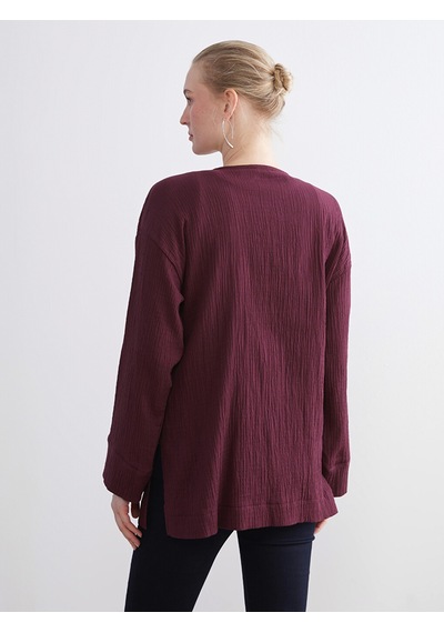 Lcwaıkıkı Classic Bordo Kruvaze Yaka Dokulu Kadın Kimono