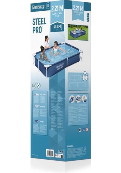 Bestway Bestway 56401 Steel Pro Yer Üstü Prefabrik Dikdörtgen Havuz 2,21 M X 1,50 M X 43 Cm
