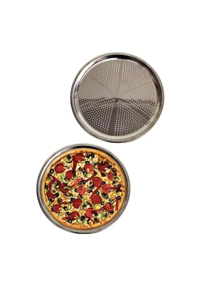 Paslanmaz Çelik Pizza Tepsisi,delikli Lahmacun Ve Pizza Tavası,fırın Tepisisi 36 Cm Diğer