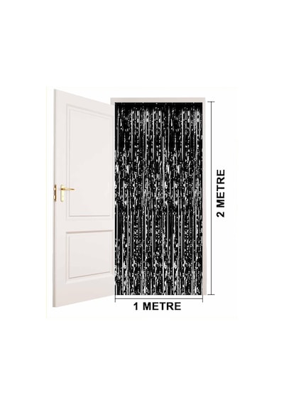 Siyah Renk Ekstra Metalize Parlak Saçaklı Arka Fon Perde İthal A Kalite 1x2 Metre 0 - 99