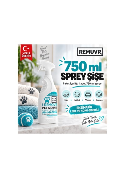 Enzimatik Leke Çıkarıcı Ve Koku Giderici Sprey 750 Ml Kedi Köpek İdrarı, Halı Koltuk Kumaş
