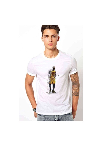 Cavs Basketci Spor Baskılı Beyaz Erkek Tshirt