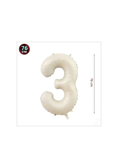 3 Yaş Rakam Krem Folyo Balon   76 CM