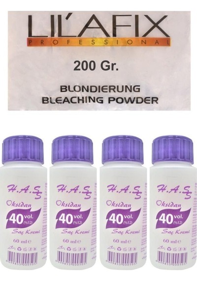 H.A.S Oksidan 40 Volüm 60 Ml X 4 + Lilafix Toz Saç Açıcı Oryal 200 G (512351624)