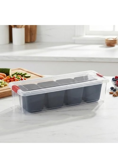 1 Adet Büyük Boy Buzdolabı İçi Düzenleyici Organizer - Geniş Ve Kulplu Şeffaf Saklama Kutusu - Mutfak, Kiler Ve Dolap İçin 33 X 13 X 8 Cm