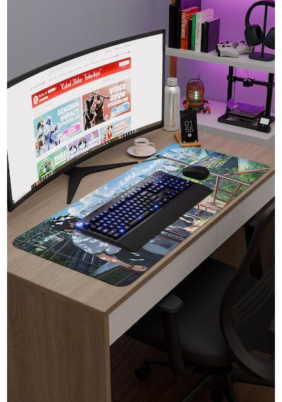 Kimi No Na Wa Kaymaz Dikişli Kauçuk Oyuncu Mousepad V3 - 90x40 Xxl Gaming Mouse Pad Fare Altlığı