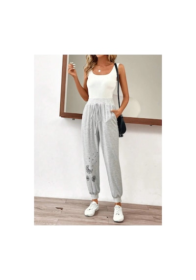 Tarzsokak Lune Dandelion Print Knot Front 4 Mevsim Eşofman Gri