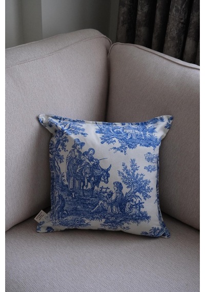 Mavi Vintage Desenli 45x45 Dekoratif Yastık Kılıfı Mavi - 693923659 Mavi