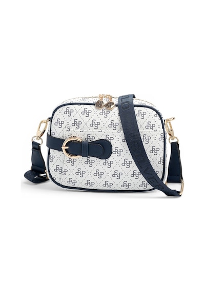Silver & Polo Silver Polo Beyaz - Lacivert Monogram Kadın Çapraz Çanta Sp1256