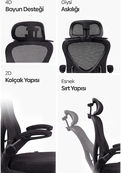 Karr Office Oslo Siyah Ergonomik Çalışma Sandalyesi Siyah
