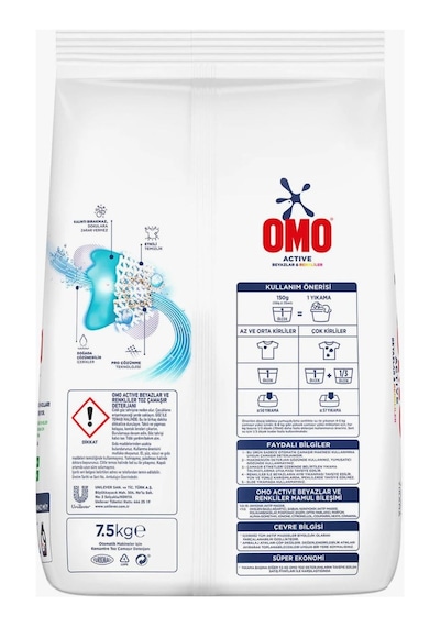 Omo Active Beyazlar ve Renkliler Toz Deterjanı 150 Yıkama 3 x 7500 G