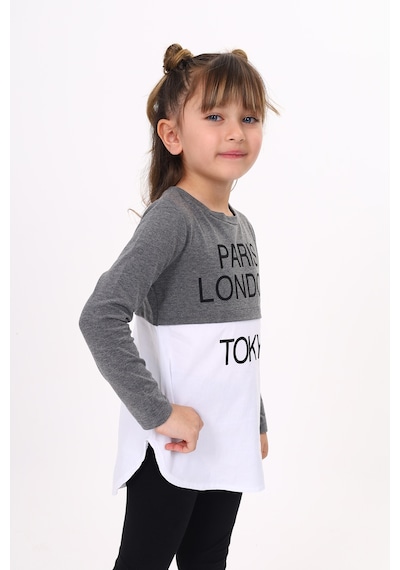 Toontoy Kids Toontoy Kız Çocuk Paris London Baskılı T-shirt Antrasit