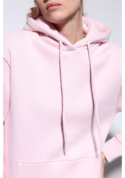 Antioch Kapüşonlu Basic Kadın Sweatshirt Pembe
