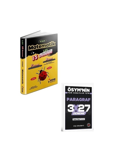 Aydın 2027 8. Sınıf Lgs Matematik 15 Deneme Video Çözümlü+ Evp Akademi Paragraf