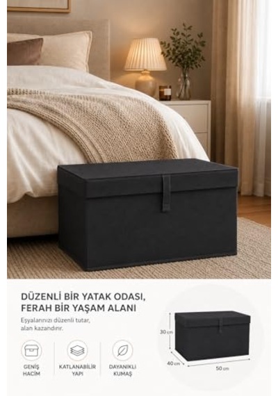 Çok Amaçlı Organizer Lüks Saklama Kutusu Düzenleyici Hurç Maxi Boy 50 40 30 Cm