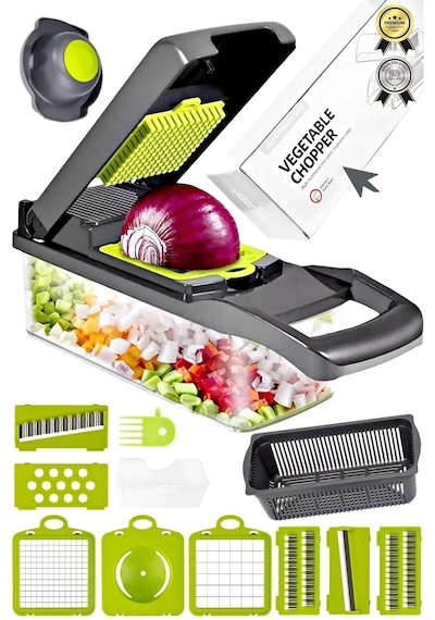 Tilbe Home Vegetable Chopper Küp Rende Hazneli Sebze Doğrayıcı Dicer Dilimleyici Kesici Mutfak Set