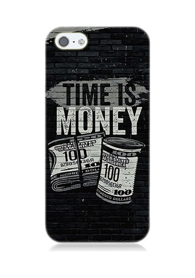 Apple Uyumlu iPhone 5 Zaman Ve Para Desenli Silikon Kılıf