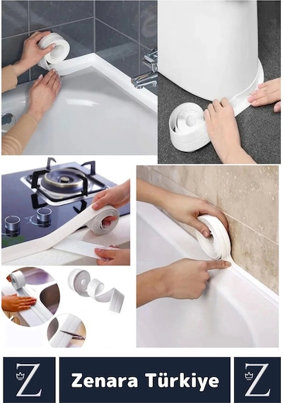 Premium Uzun Ömürlü Suya Neme Küfe Dayanıklı Mutfak Lavabo Pencere Kenar Yalıtım Bandı 3.2 Mt X 2 Ad