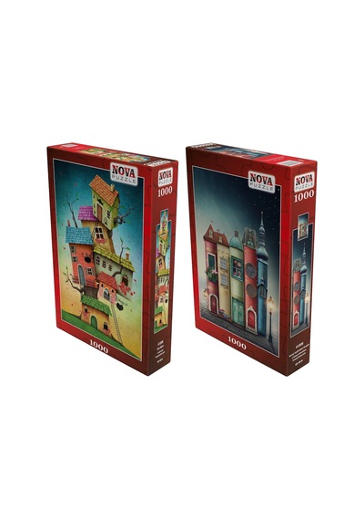 Nova Puzzle 2x1000 Parçalık Fantastik Evler Ve Kitap Sokağı Puzzle Seti