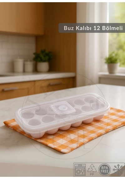 12 Bölmeli Buz Kalıbı Esnek Silikon Buz Küpü Bpa Free Yuvarlak Bas Parmak Buzluk Çapı 3,5 Cm Pembe Pembe