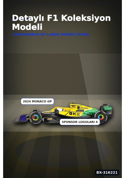 Model Araba Mclaren Mcl38 F1 Monaco Gp Lando Norris 1/64 Ölçek Bx-316221