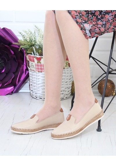 Nesil Shoes Syg P01 Bej Hakiki Deri Kadın Ayakkabı-bej Bej