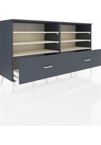Hyperion Konsol 6 Raflı 2 Çekmeceli 176x44x99 Antrasit-aytaşı/an Antrasit-aytaşı/antrasit