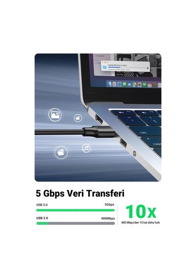 Usb 3.0 Uzatma Kablosu Uzatma Kablosu Usb 3.0 Kart Okuyucu, Klavye, Usb Bellek, Harici Sabit Disk, Usb Hub, Yazıcı, Tarayıcı, Kamera İçin A Erkek - A Dişi. 1m