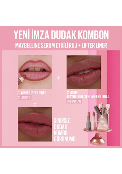 Maybelline New York Serum Etkili Hyalüronik Asit Ve Besleyici Yağ İçeren Matte Ruj 003 Open Late