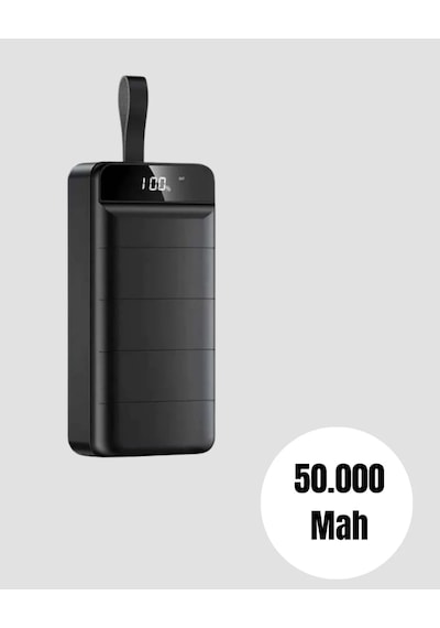 Yüksek Kapasiteli 50.000 Mah Powerbank Type-c, Lightning Ve Micro Usb Uyumlu, Çoklu Cihaz Şarj Özellikli Siyah 97368691